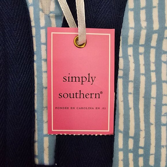 Simply Southern Youth Sleeveless Tunic Dress Blue & Navy Striped Pattern YS - Picture 5 of 7